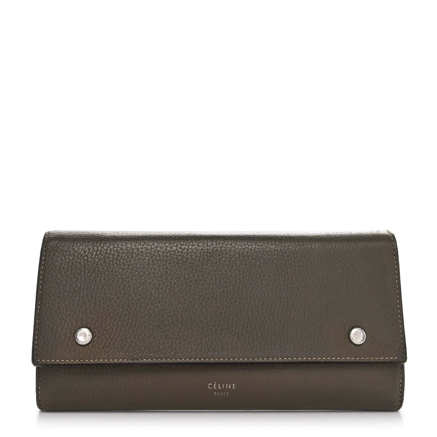 Celine Drummed Calfskin Large Multifunction Flap Wallet Souris 1 of 11