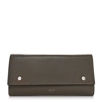 Celine Drummed Calfskin Large Multifunction Flap Wallet Souris 1 of 11