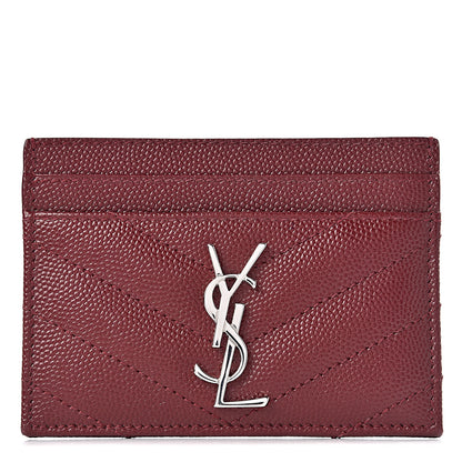 Saint Laurent Grain De Poudre Matelasse Chevron Monogram Credit Card Case Palissandre 1 of 9
