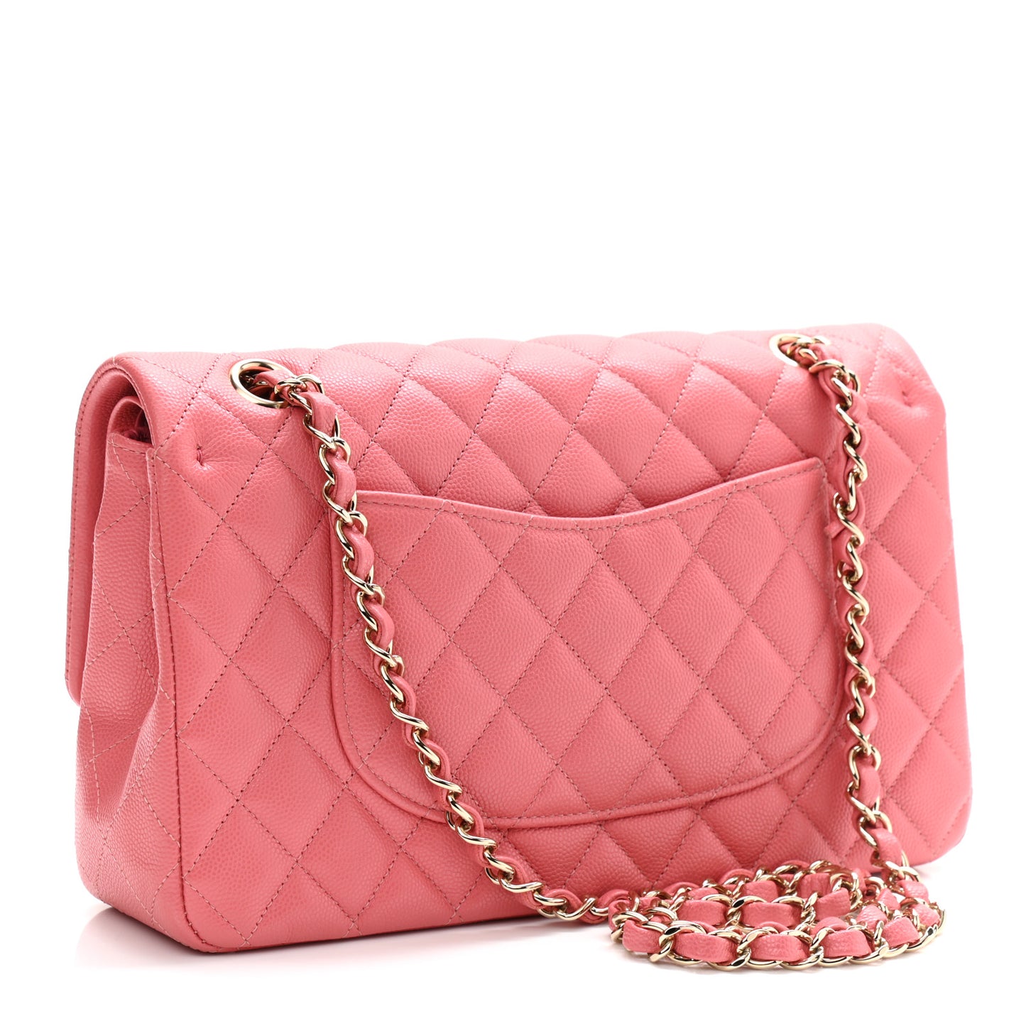 Caviar Quilted Medium Double Flap Pink