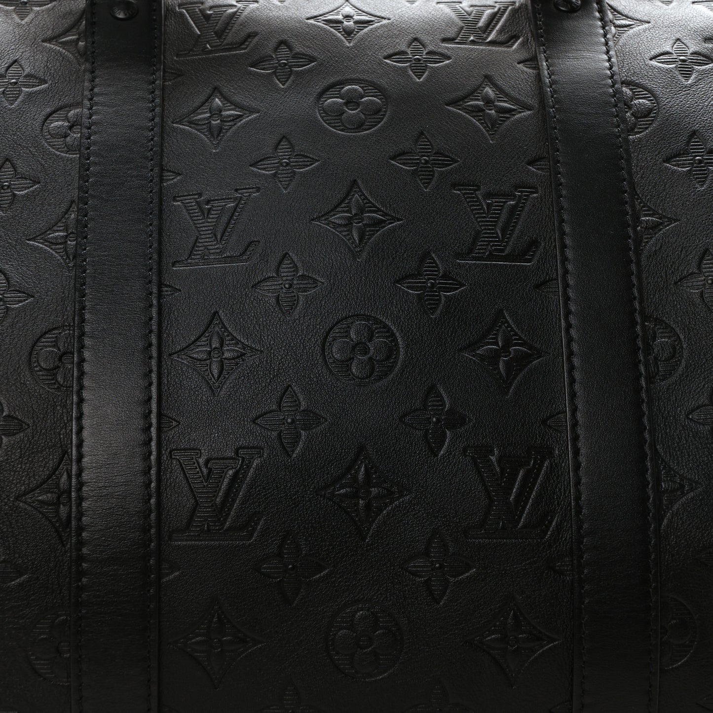 Calfskin Shadow Monogram Keepall Bandouliere 50 Black