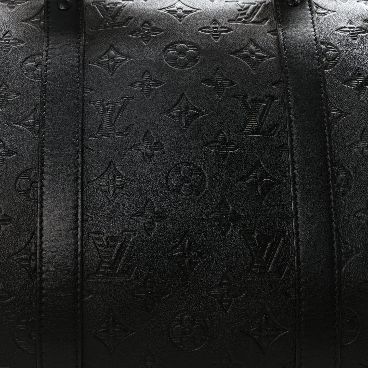 Louis Vuitton Calfskin Shadow Monogram Keepall Bandouliere 50 Black 7 of 9