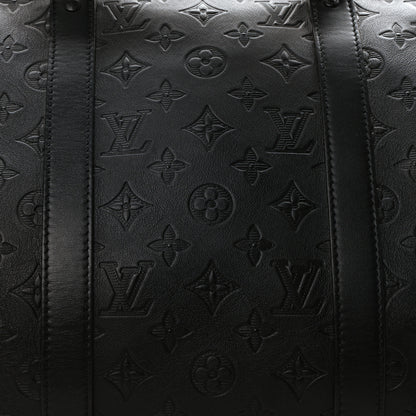 Louis Vuitton Calfskin Shadow Monogram Keepall Bandouliere 50 Black 7 of 9