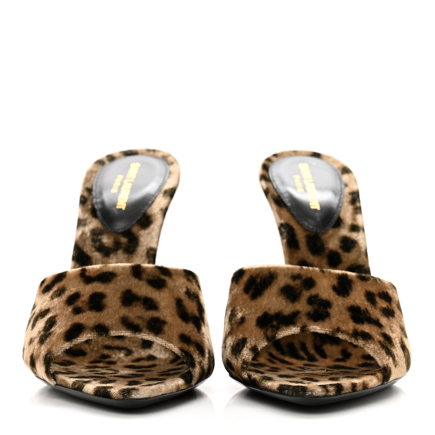 Saint Laurent Velvet Leopard Print Gippy 105 Sandals 37.5 Brown 2 of 8