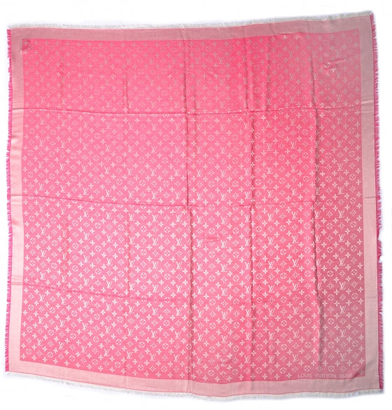 Wool Silk Monogram Denim Shawl Pivoine