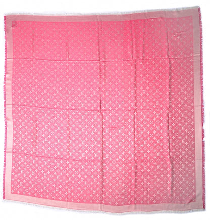 Louis Vuitton Wool Silk Monogram Denim Shawl Pivoine 3 of 5