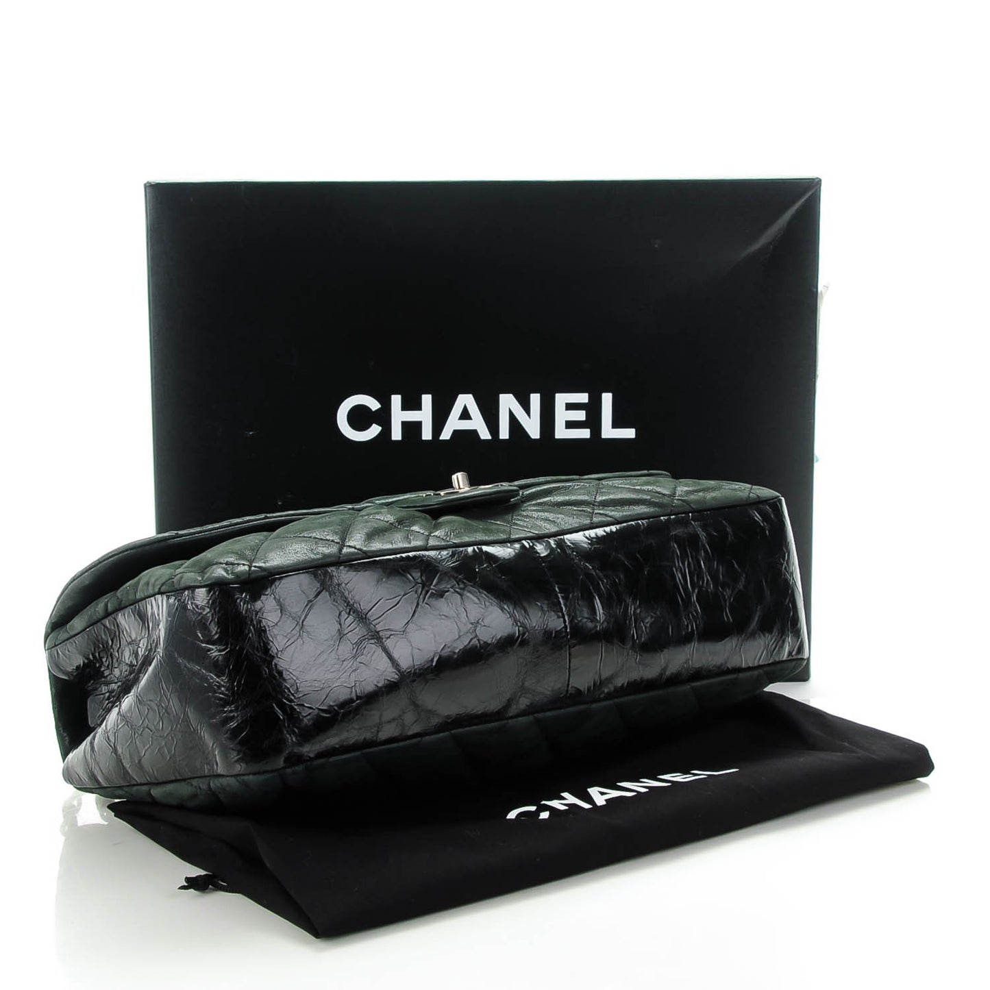 Iridescent Calfskin In The Mix Jumbo Flap Black