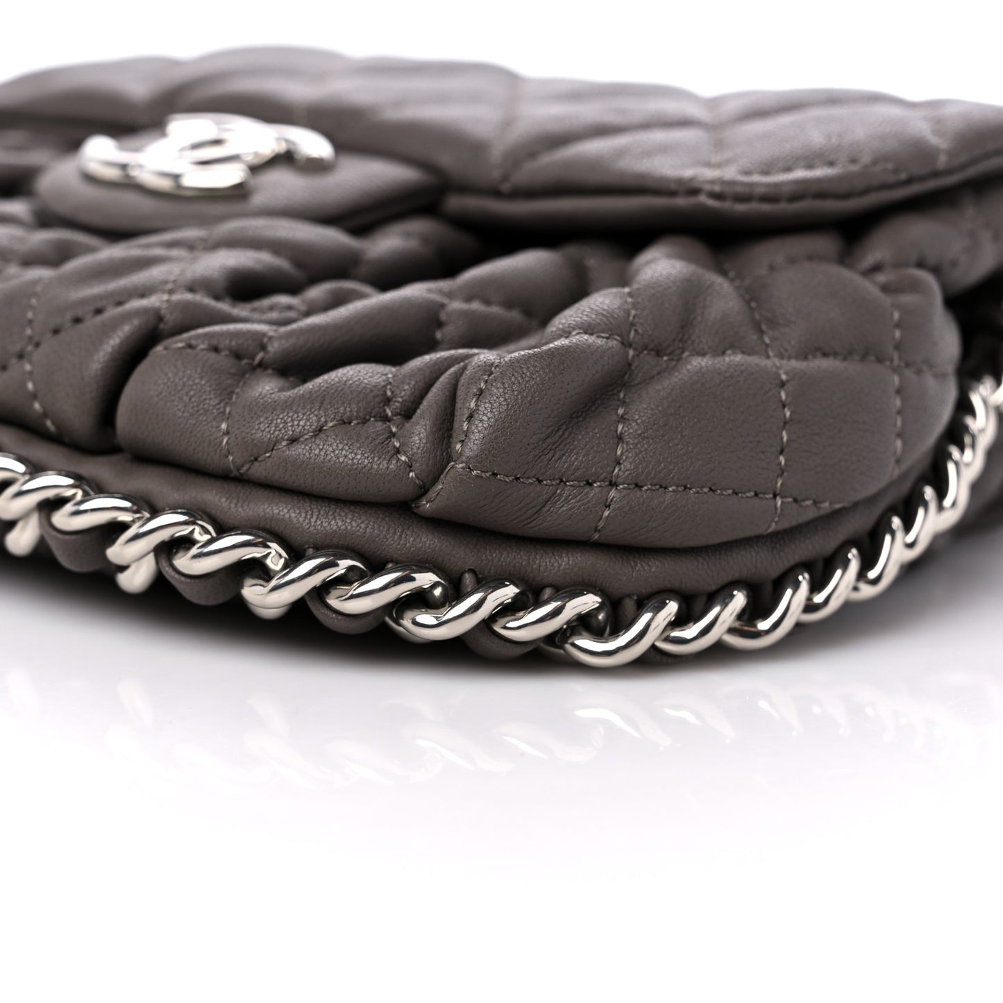 Washed Lambskin Quilted Mini Chain Around Flap Taupe