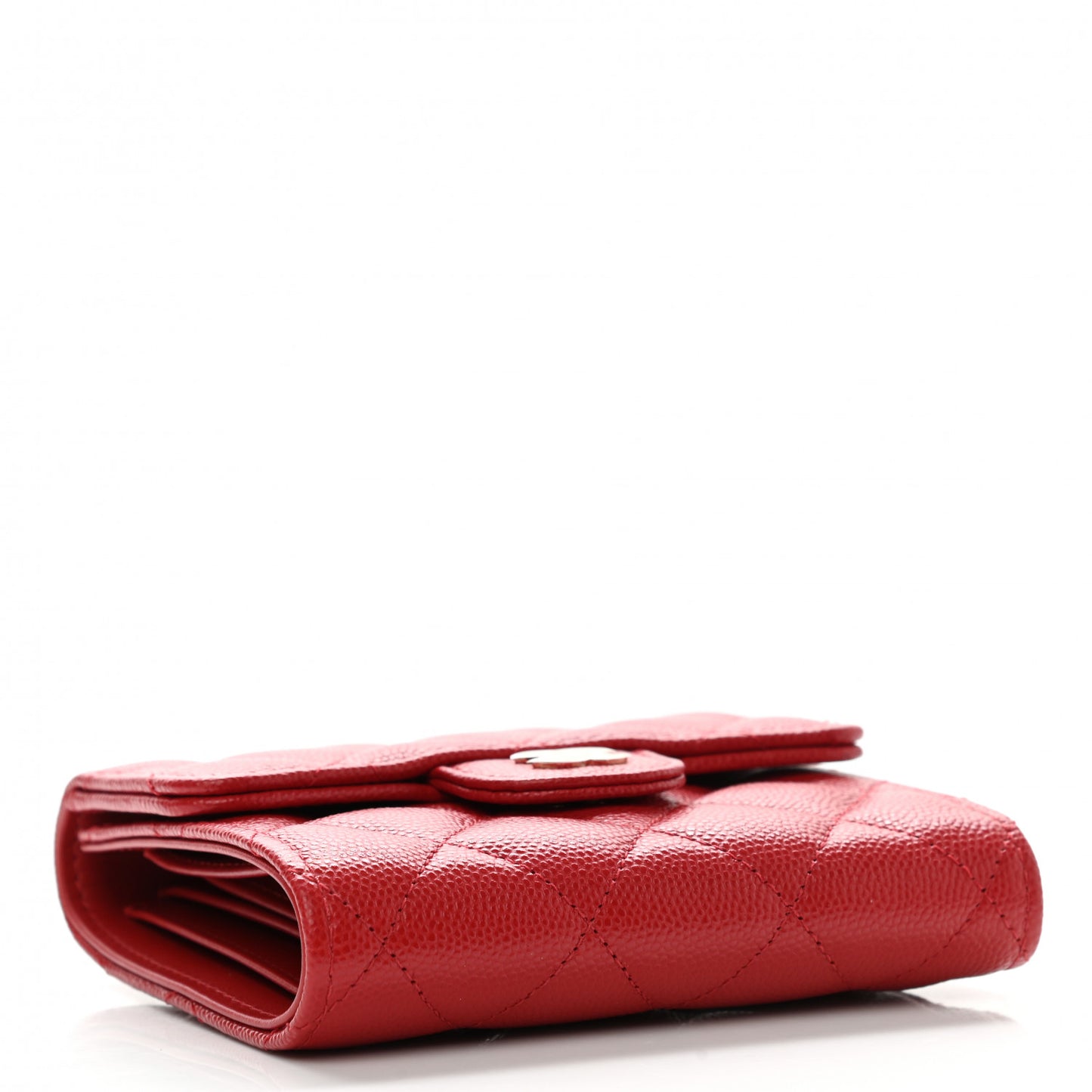 Caviar Quilted Compact Flap Wallet Red