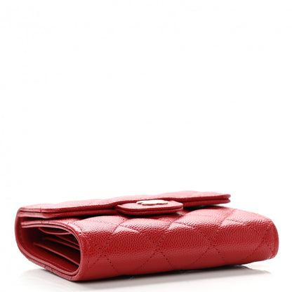 Chanel Caviar Quilted Compact Flap Wallet Red 4 of 8