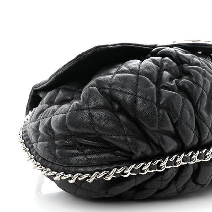 Chanel Washed Lambskin Quilted Large Chain Around Messenger Black 9 of 11