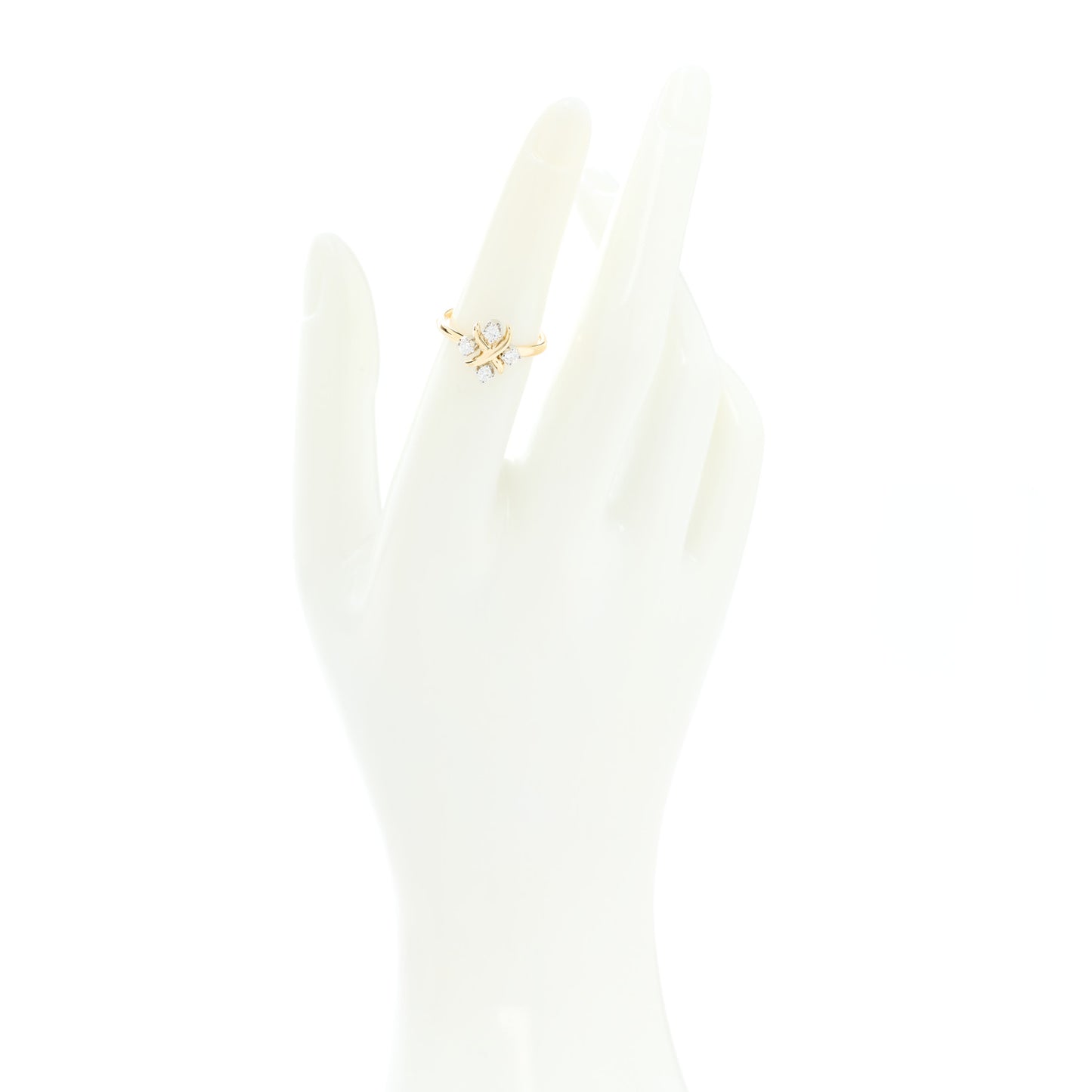 18K Yellow Gold Platinum Diamond Schlumberger Lynn Ring 50 5.5