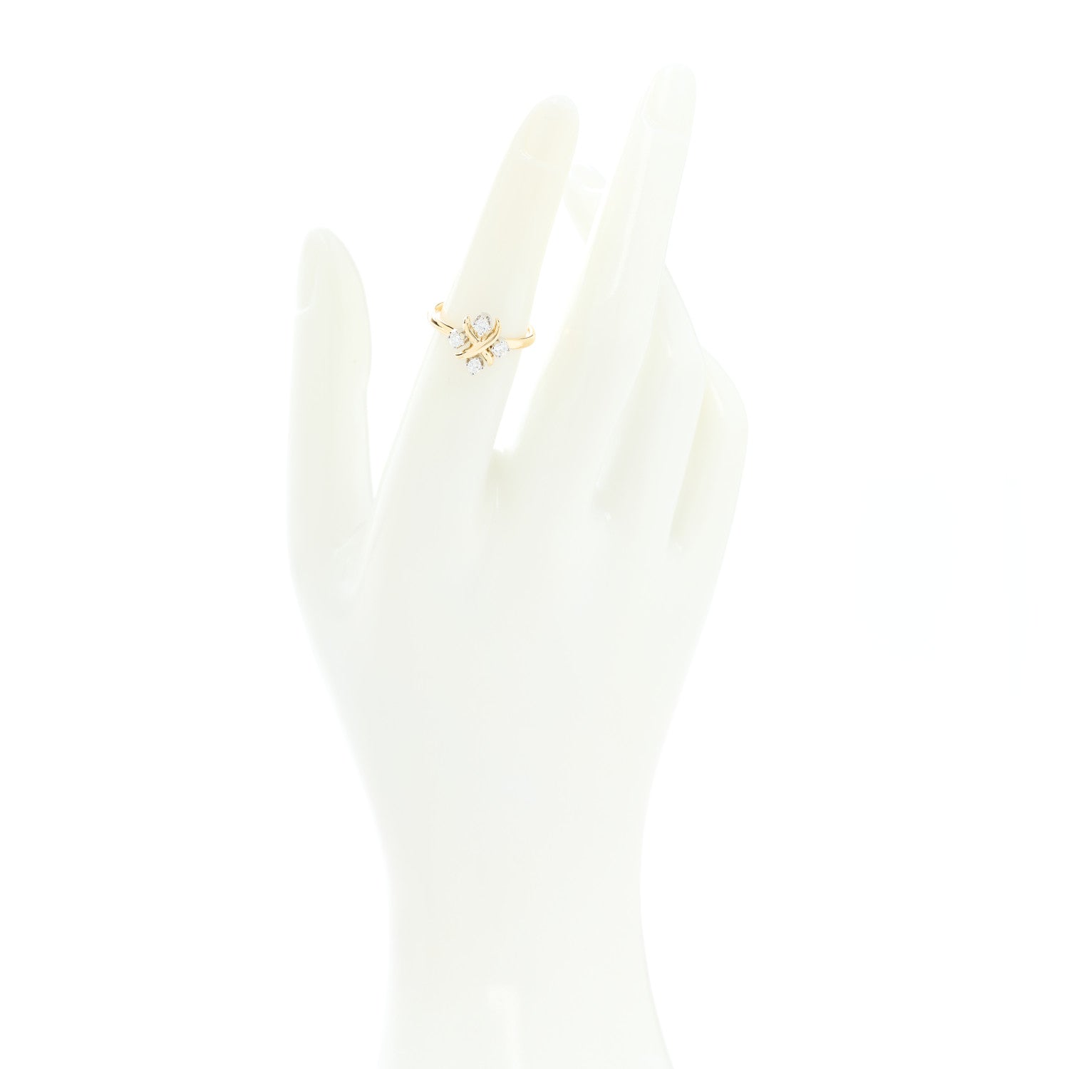 Tiffany 18K Yellow Gold Platinum Diamond Schlumberger Lynn Ring 50 5.5 2 of 5