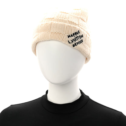 Louis Vuitton Wool Damier Snug Beanie Creme 2 of 5