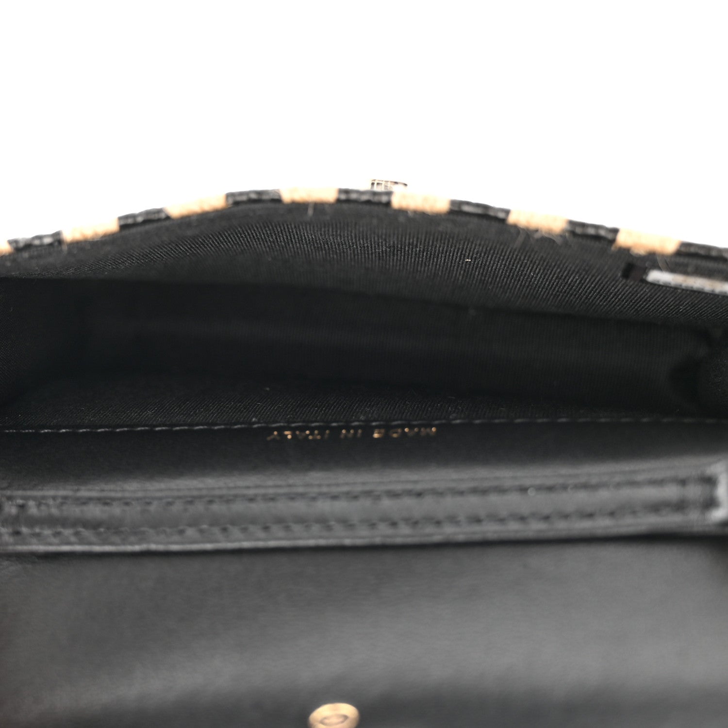 Chanel Raffia Jute Striped Belt Bag Black Beige 4 of 12