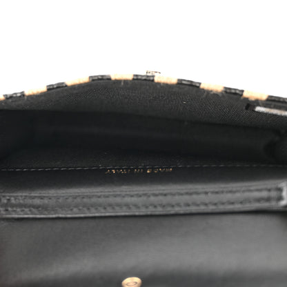 Chanel Raffia Jute Striped Belt Bag Black Beige 4 of 12