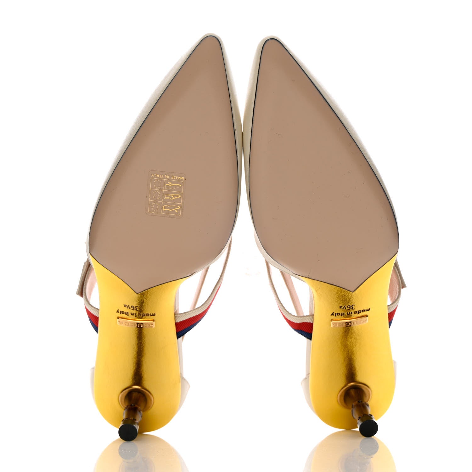 Gucci Malaga Kid Sylvie Web Bamboo Low Heel Mules 36.5 White 6 of 12