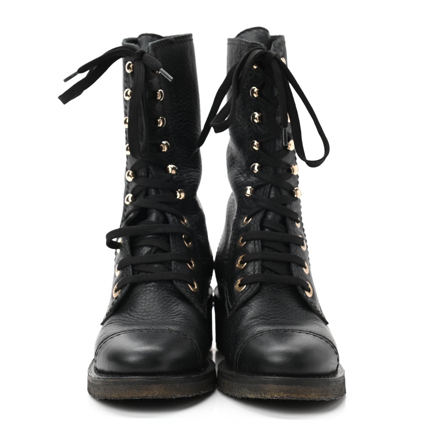 Calfskin CC Combat Boots 36 Black