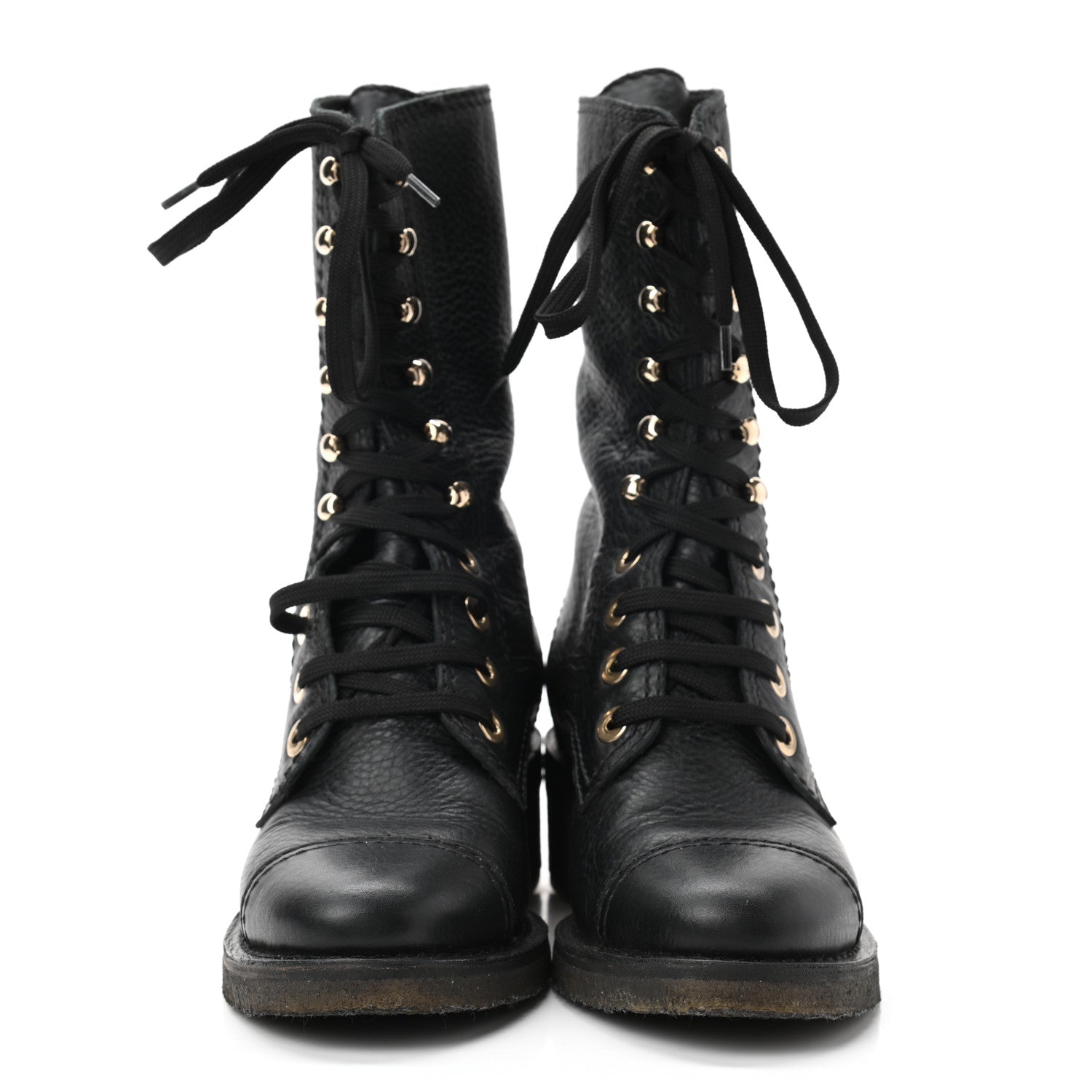 Chanel Calfskin CC Combat Boots 36 Black 2 of 8