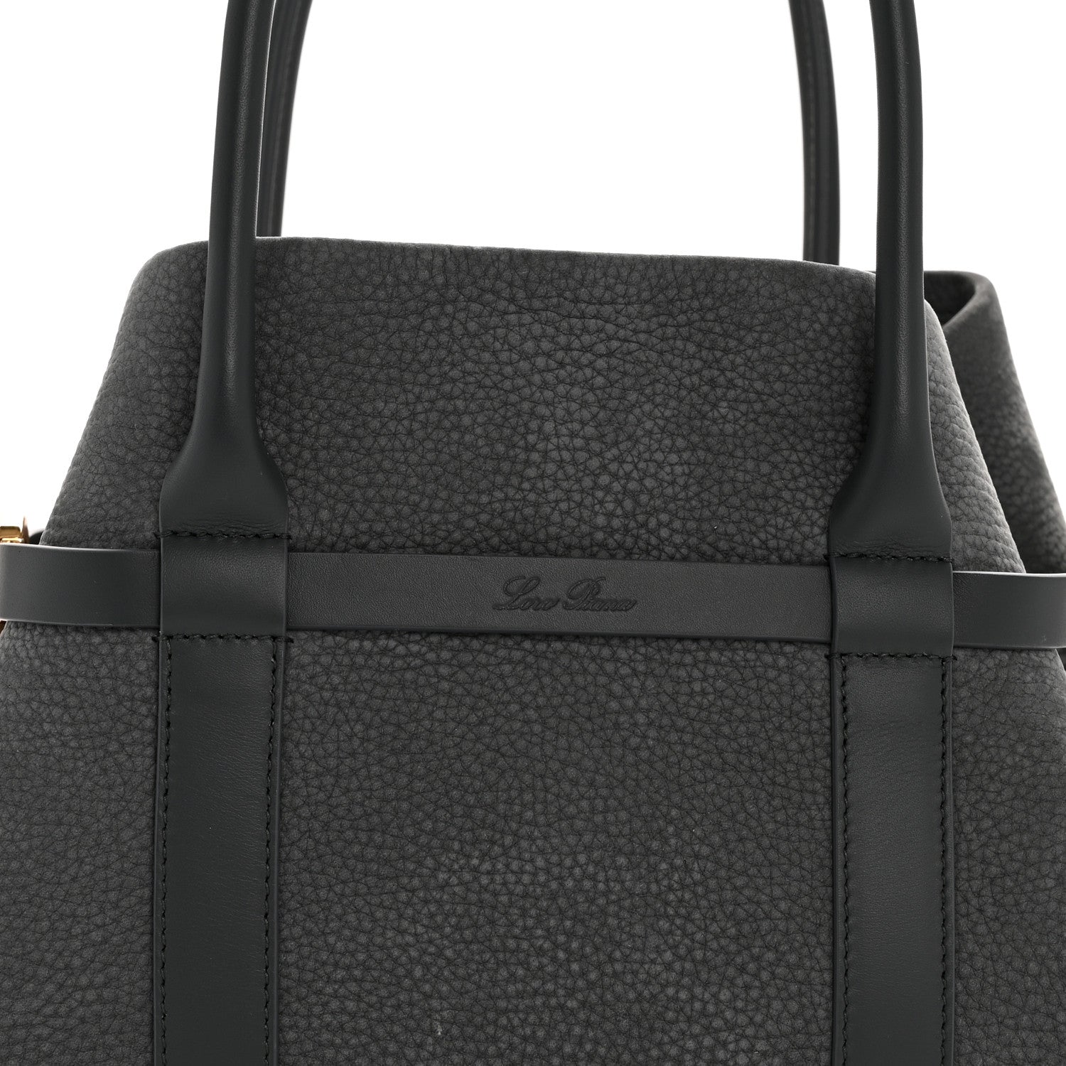 Loro Piana Nubuck Grained Calfskin Small Ghiera Shopper Tote Blue Navy 8 of 11