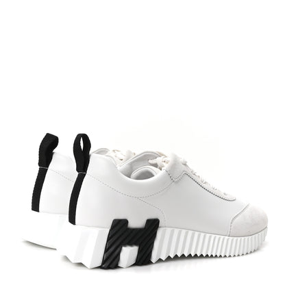 Hermes Sport Goatskin Suede Goatskin Bouncing Sneakers 38.5 White Black 5 of 10