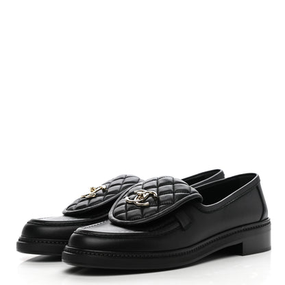 Chanel Lambskin Quilted CC Turnlock Loafers 39.5 Black 3 of 9