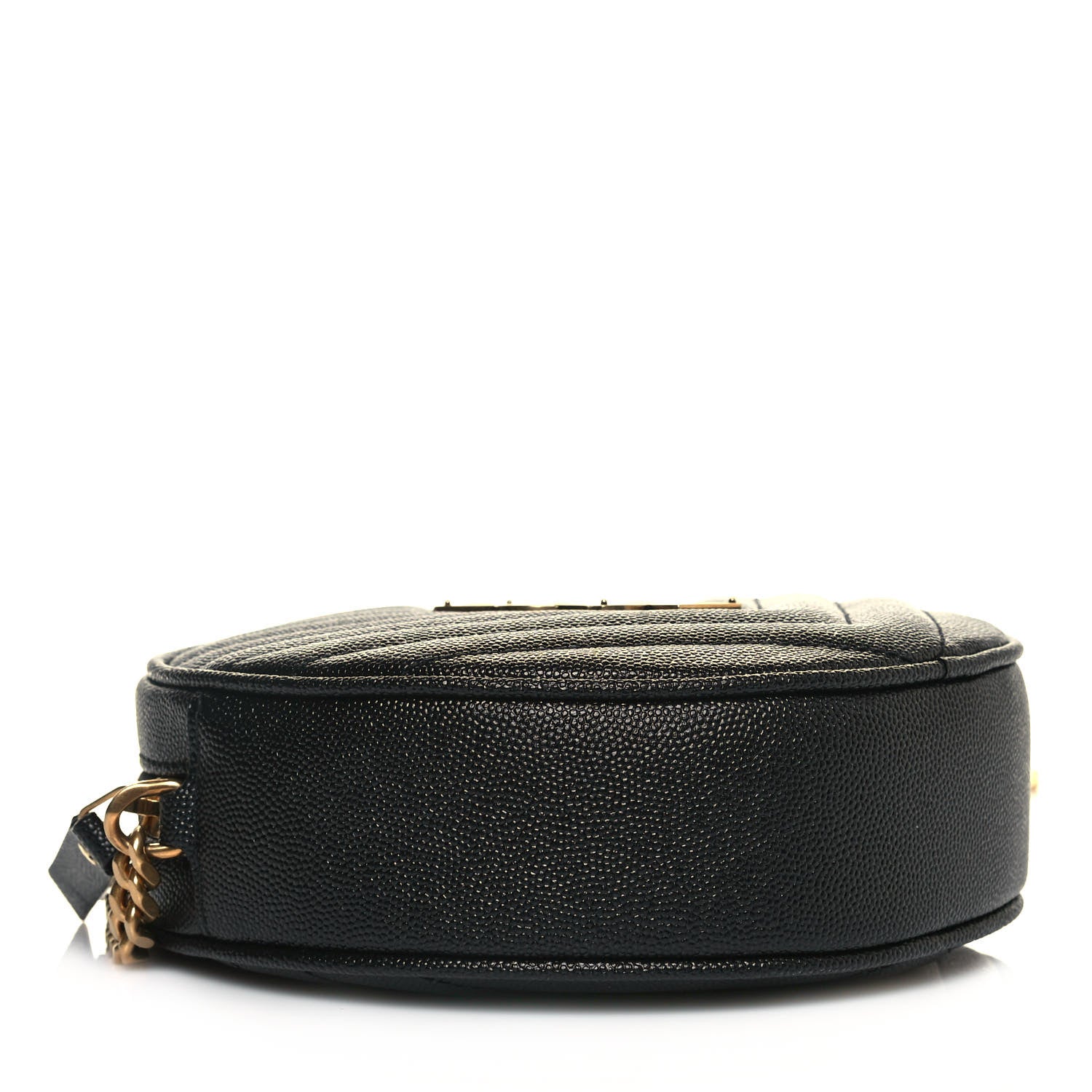 Saint Laurent Grain De Poudre Matelasse Chevron Quilted Round Vinyle Camera Bag Black 4 of 12