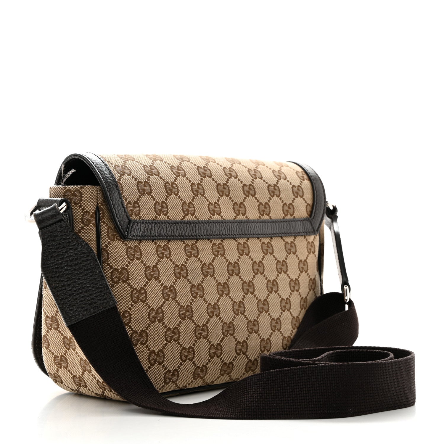 Gucci Monogram Flap Messenger Bag Beige Dark Brown 2 of 11