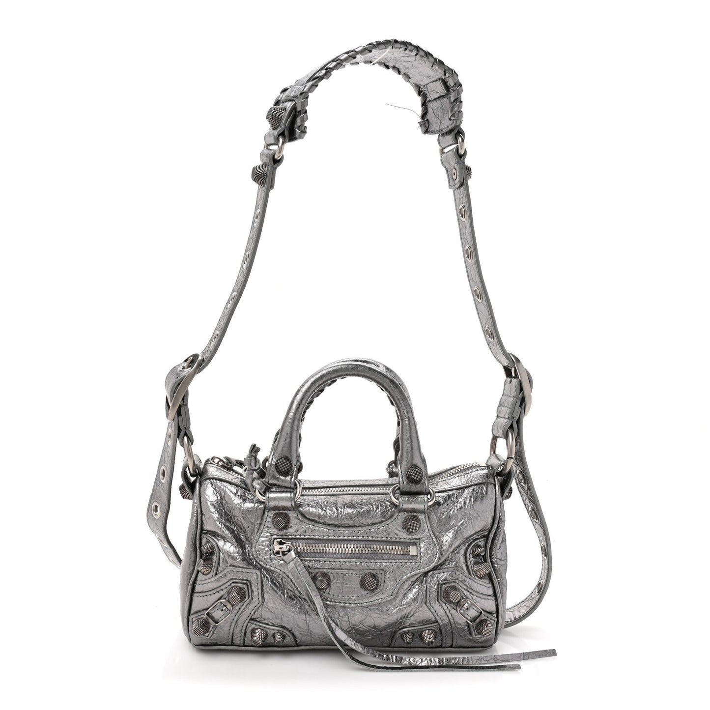 Metallic Agneau Arena Mini Le Cagole Duffle Crossbody Bag Silver