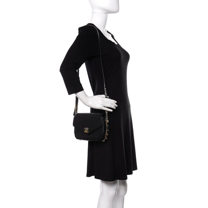 Chanel Calfskin Stitched Small Precious Union Flap Bag Black 2 of 10