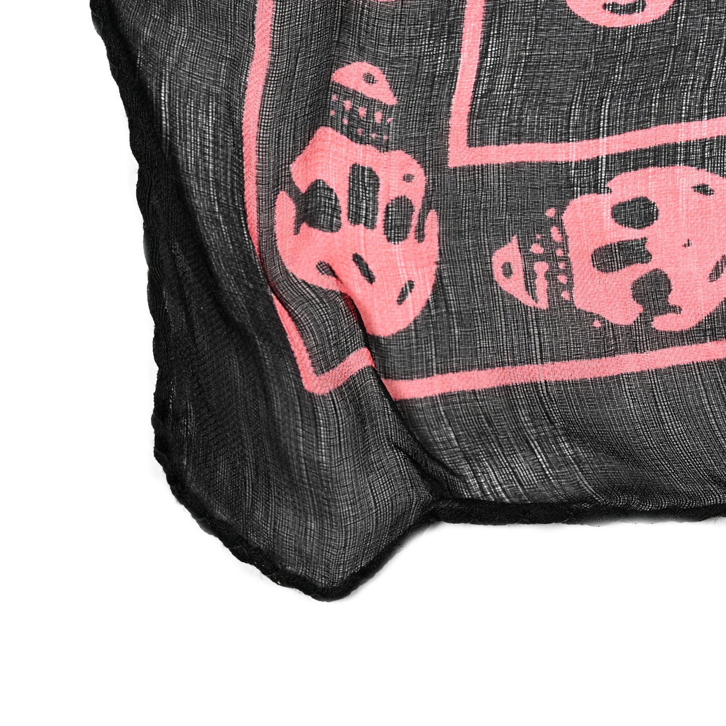 Silk Skull Scarf Black Pink