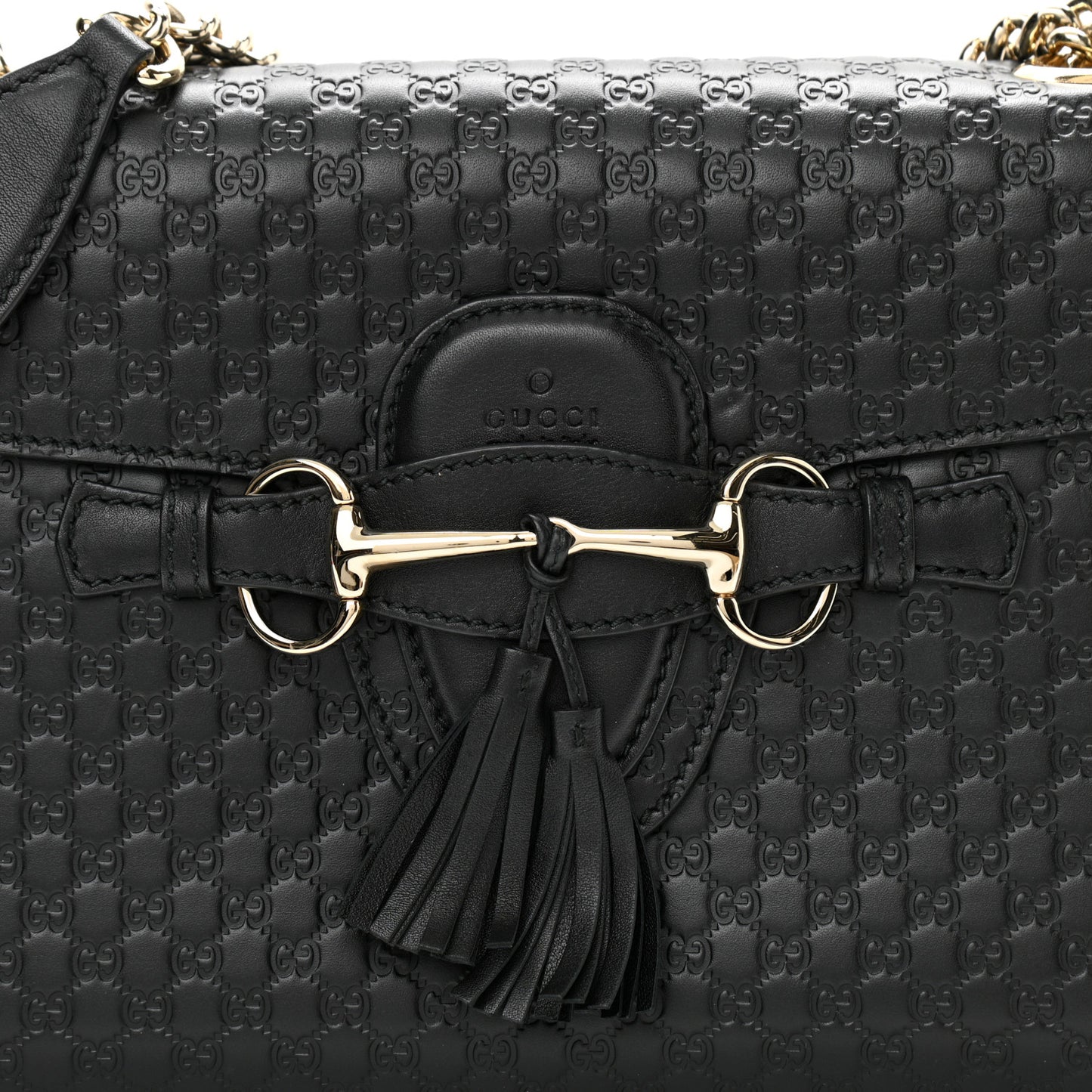 Microguccissima Medium Emily Chain Shoulder Bag Black