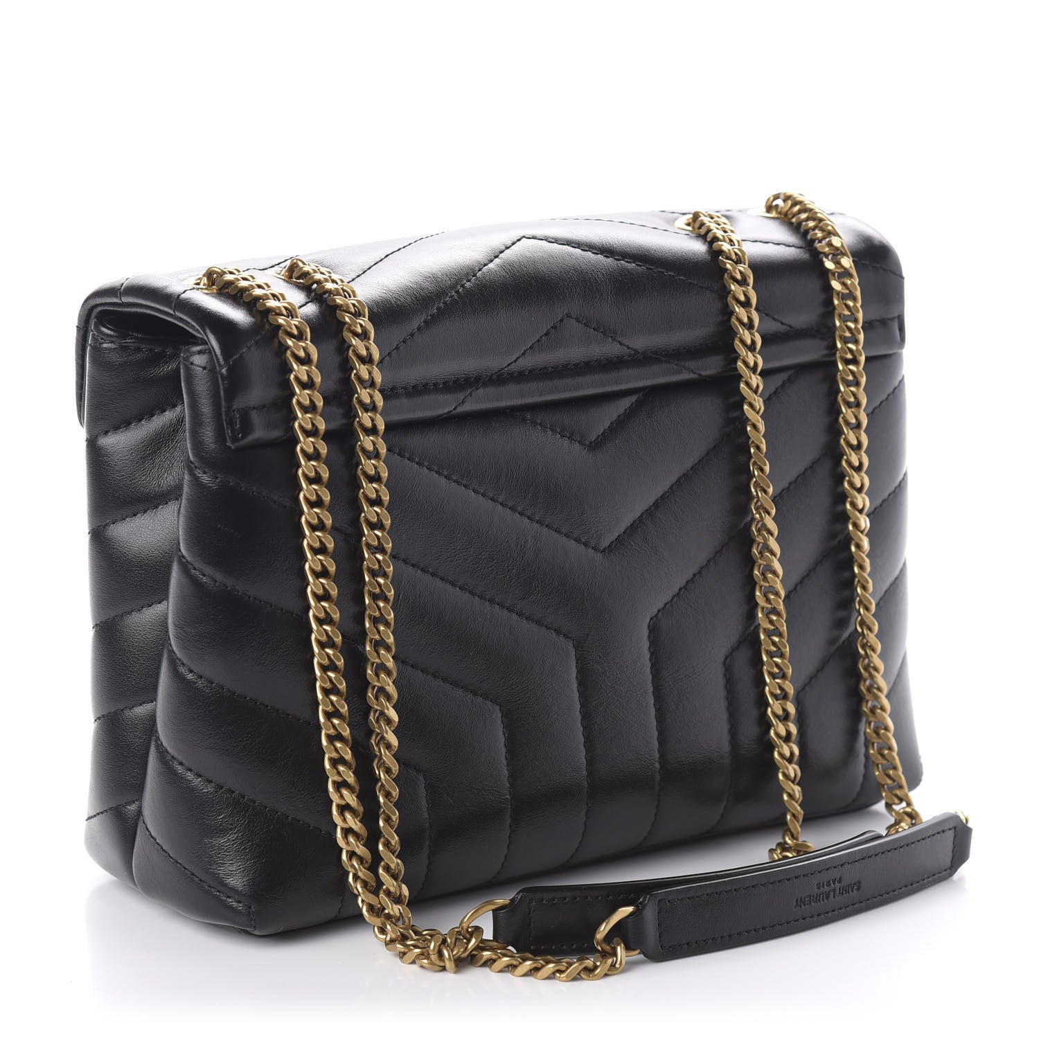 Saint Laurent Calfskin Y Quilted Monogram Small Loulou Chain Satchel Black 3 of 9