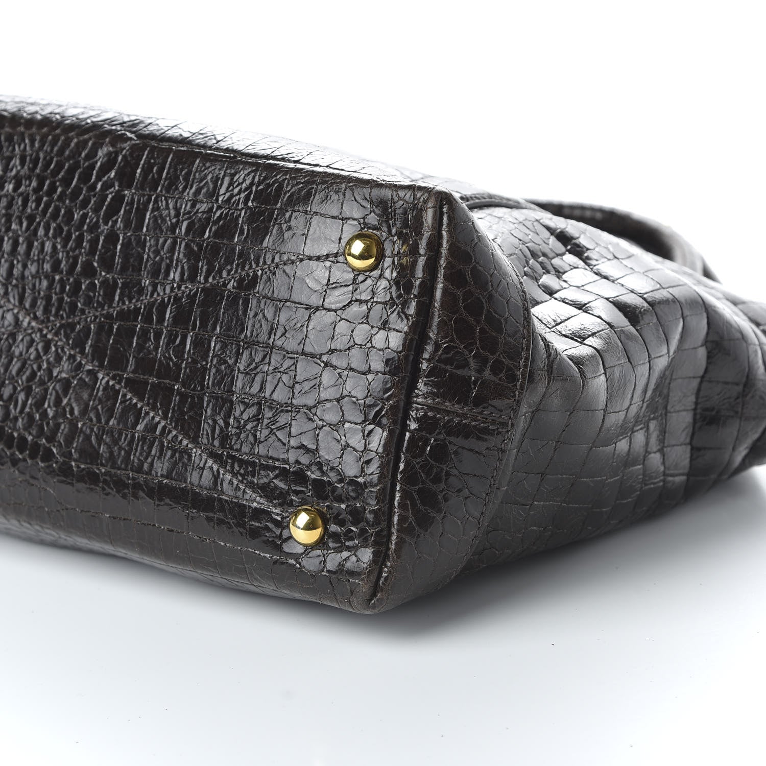 Miu Miu Calfskin Crocodile Embossed St Cocco Shopping Tote Black 8 of 10
