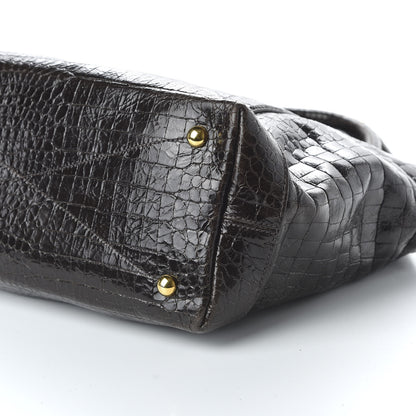 Miu Miu Calfskin Crocodile Embossed St Cocco Shopping Tote Black 8 of 10