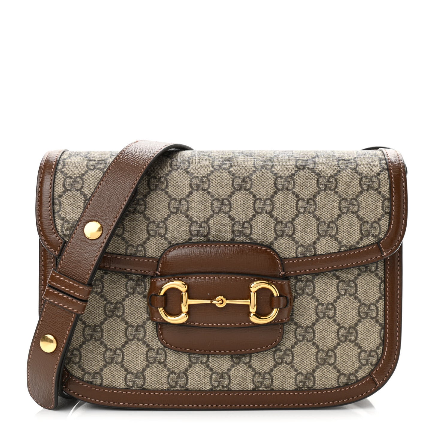 GG Supreme Monogram Horsebit 1955 Shoulder Bag Beige Brown Sugar