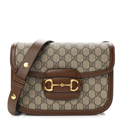Gucci GG Supreme Monogram Horsebit 1955 Shoulder Bag Beige Brown Sugar 1 of 14