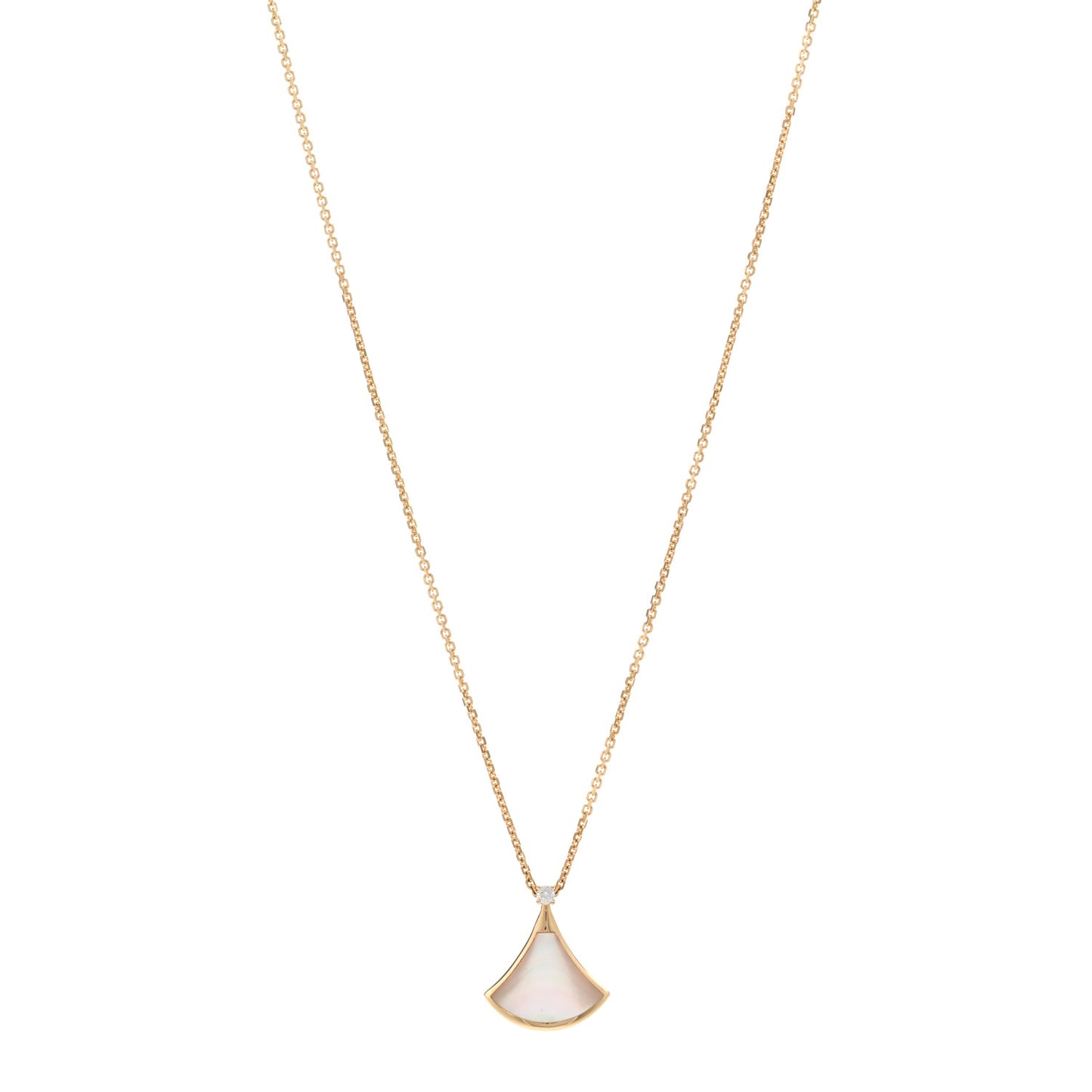 18K Yellow Gold Diamond Mother of Pearl Small Divas' Dream Pendant Necklace