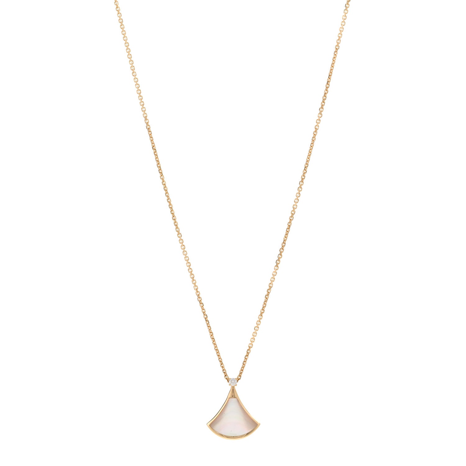 Bulgari 18K Yellow Gold Diamond Mother of Pearl Small Divas' Dream Pendant Necklace 1 of 5