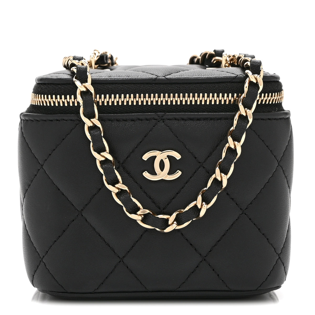 Chanel Lambskin Quilted Mini Vanity Case With Chain Black 1 of 11
