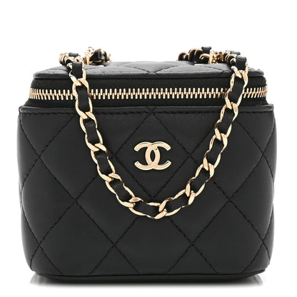 Chanel Lambskin Quilted Mini Vanity Case With Chain Black 1 of 11
