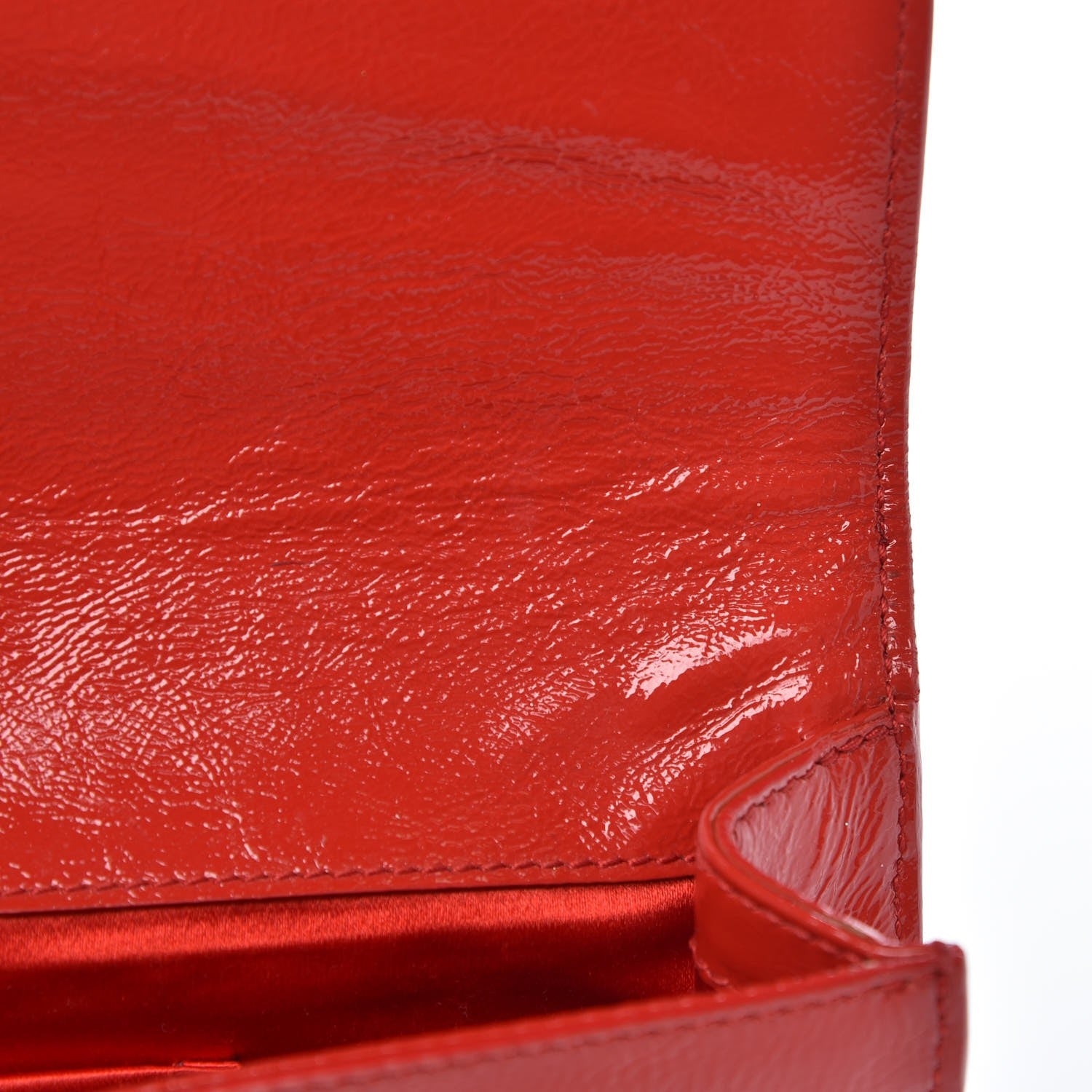 Saint Laurent Textured Patent Small Belle De Jour Clutch Red 7 of 10