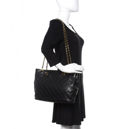 Chanel Lambskin Stitched Shopper Tote Black 2 of 13