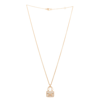 Hermes 18K Rose Gold Diamond Constance Amulettes Pendant Necklace 3 of 7