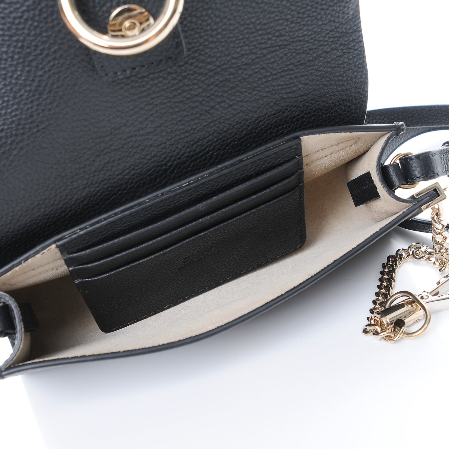 Suede Calfskin Mini Faye Shoulder Bag Black