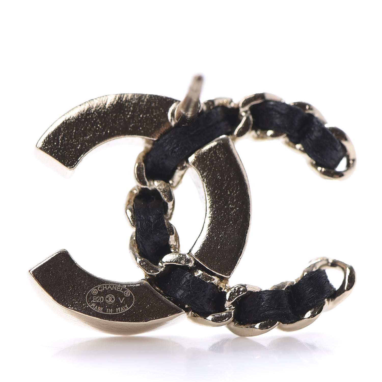 Chanel Crystal Baguette Lambskin Chain CC Vintage Allure Stud Earrings Black Gold 8 of 10