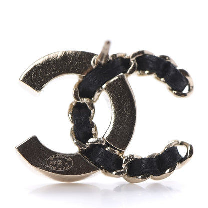 Chanel Crystal Baguette Lambskin Chain CC Vintage Allure Stud Earrings Black Gold 8 of 10