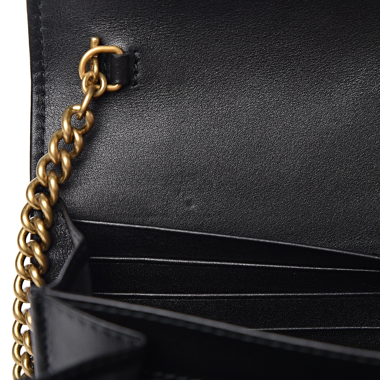 Gucci Calfskin Matelasse GG Marmont Chain Wallet Black 8 of 13