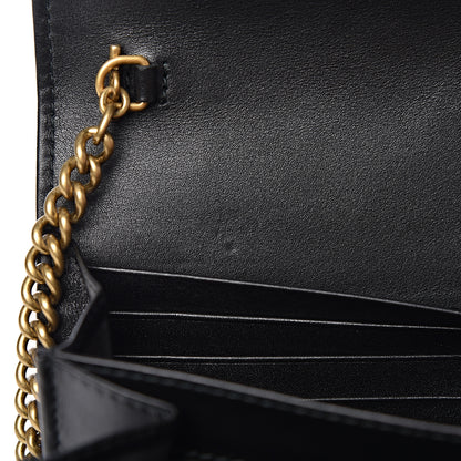 Gucci Calfskin Matelasse GG Marmont Chain Wallet Black 8 of 13