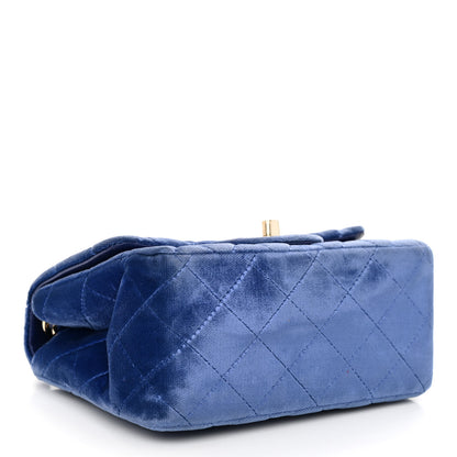 Chanel Velvet Quilted Mini Square Flap Blue 4 of 11